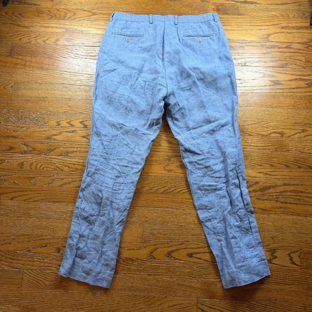 Joseph Abboud 100% Linen Pants Mens 36x32 Light Blue Flat Front Wedding Beach